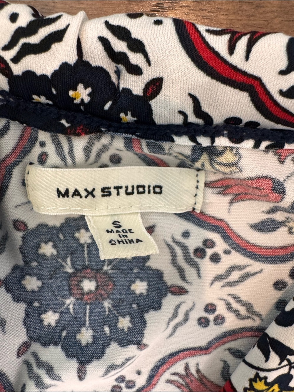 Max Studio Sleeveless A-Line Dress Navy and Red - V-neck - Picture 11 of 11